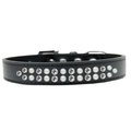 Unconditional Love Two Row Pearl & Clear Crystal Dog Collar, Black - Size 16 UN2452869